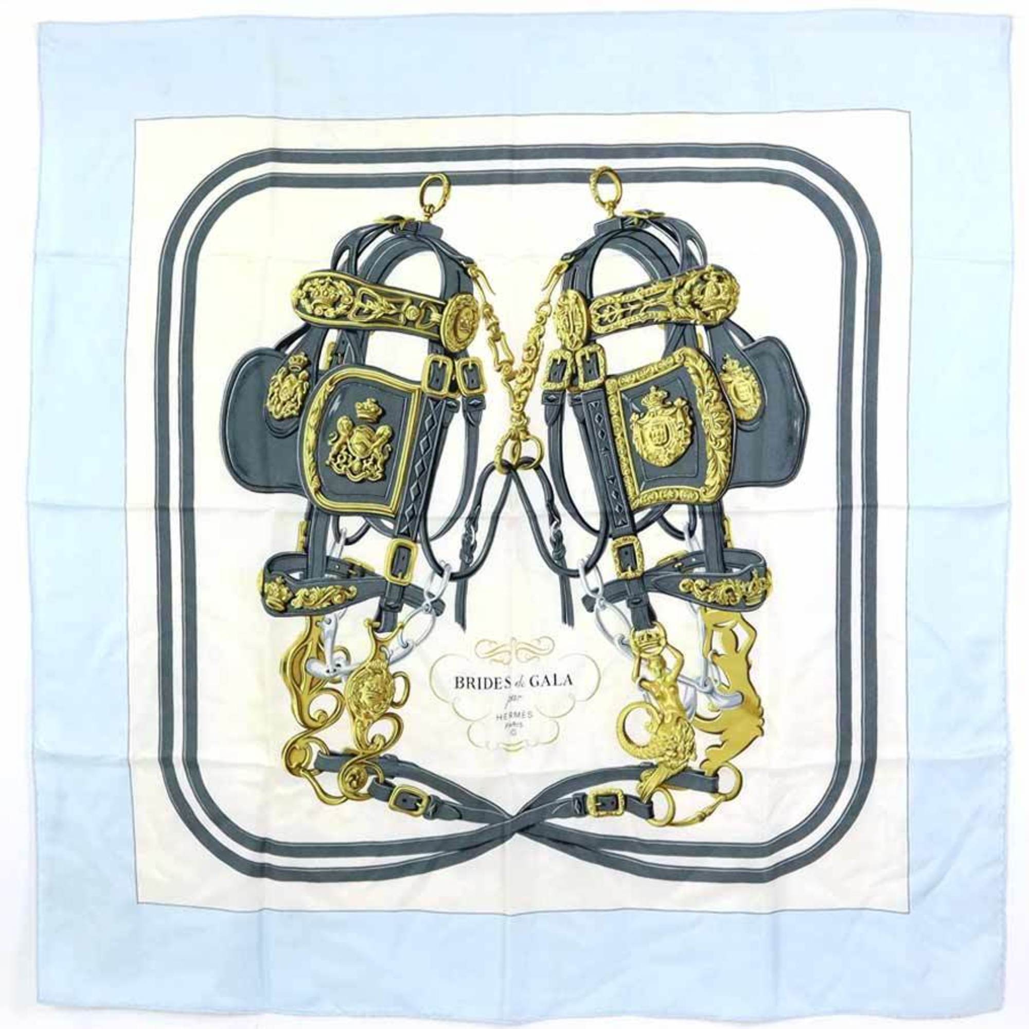 Hermes HERMES Scarf Carre 90 BRIDES de GALA Silk Light Blue/Multicolor Women's e55767a