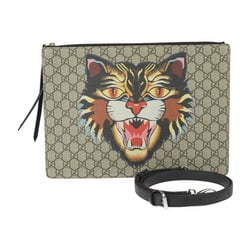 GUCCI Gucci Angry Cat Shoulder Bag 429016 GG Supreme Canvas Leather Beige Multicolor 2WAY Second Clutch