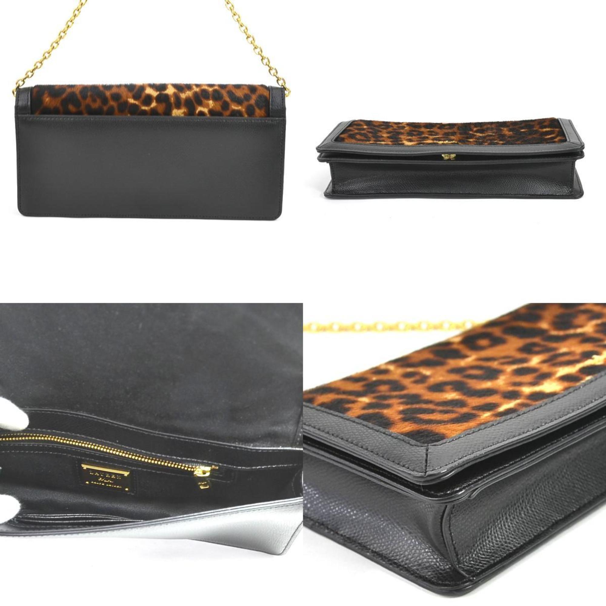 Ralph Lauren Lauren Ralph Shoulder Bag Harako/Leather Leopard x Black Gold Women's h29418f