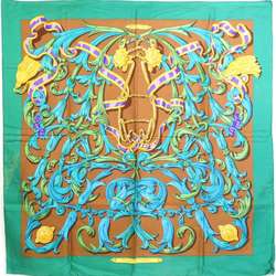 Hermes HERMES Scarf Carre 90 LA MORS A CONETABLE Silk Green/Multicolor Women's e55765a