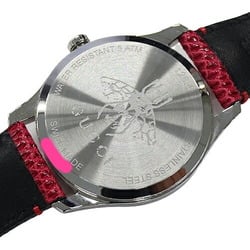Gucci GUCCI Watch Ladies G Timeless Shell Date Quartz Stainless Steel SS Leather 126.4 YA1264041 Red Silver