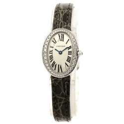 Cartier WB520027 Baignoire Bezel Diamond Maker Complete Watch K18 White Gold/Leather Women's CARTIER