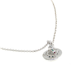 Vivienne Westwood Mini Orb Metal,Rhinestone Women's Pendant Necklace (Clear,Green,Red Color,Silver)