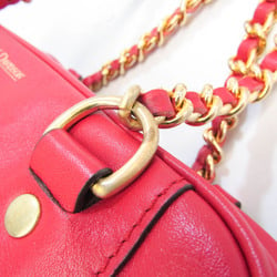 J&M Davidson Women's Leather Tote Bag Pink Red