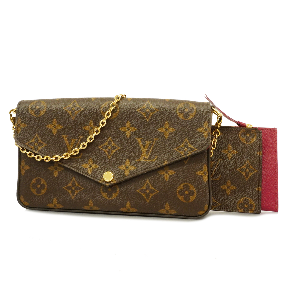 Auth Louis Vuitton Monogram Pochette Felicy M61276 Women's Chain/Shoulder  Wallet