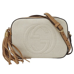 Gucci GUCCI Bag Ladies Shoulder Soho Disco Canvas Leather White Beige 308364 Tassel