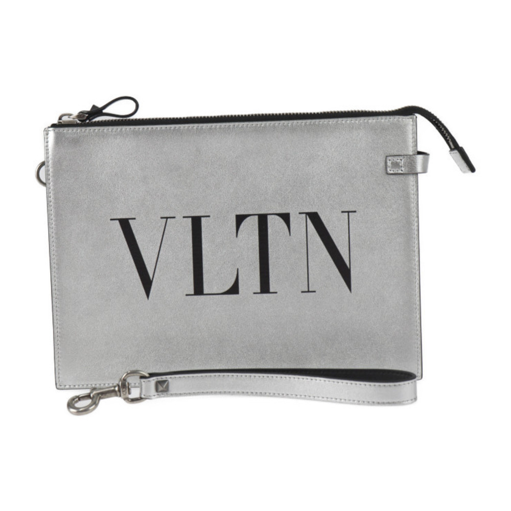 Valentino Garavani VALENTINO GARAVANI VLTN logo shoulder bag leather black  silver metal fittings Shoulder Bag