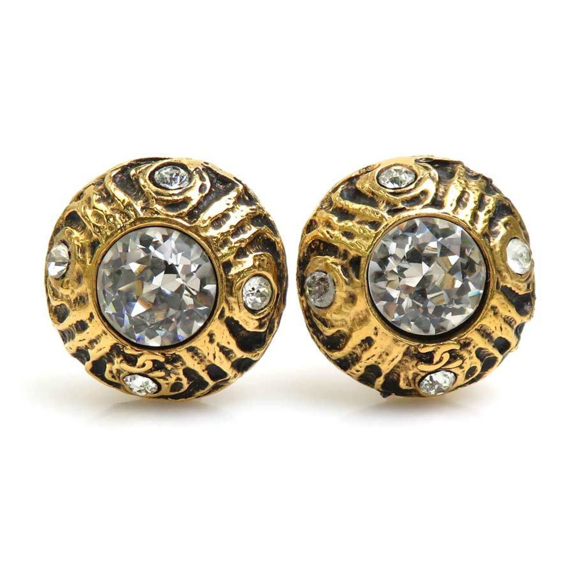 Chanel CHANEL Earrings Metal/Rhinestone Gold/Silver Women's e55832a