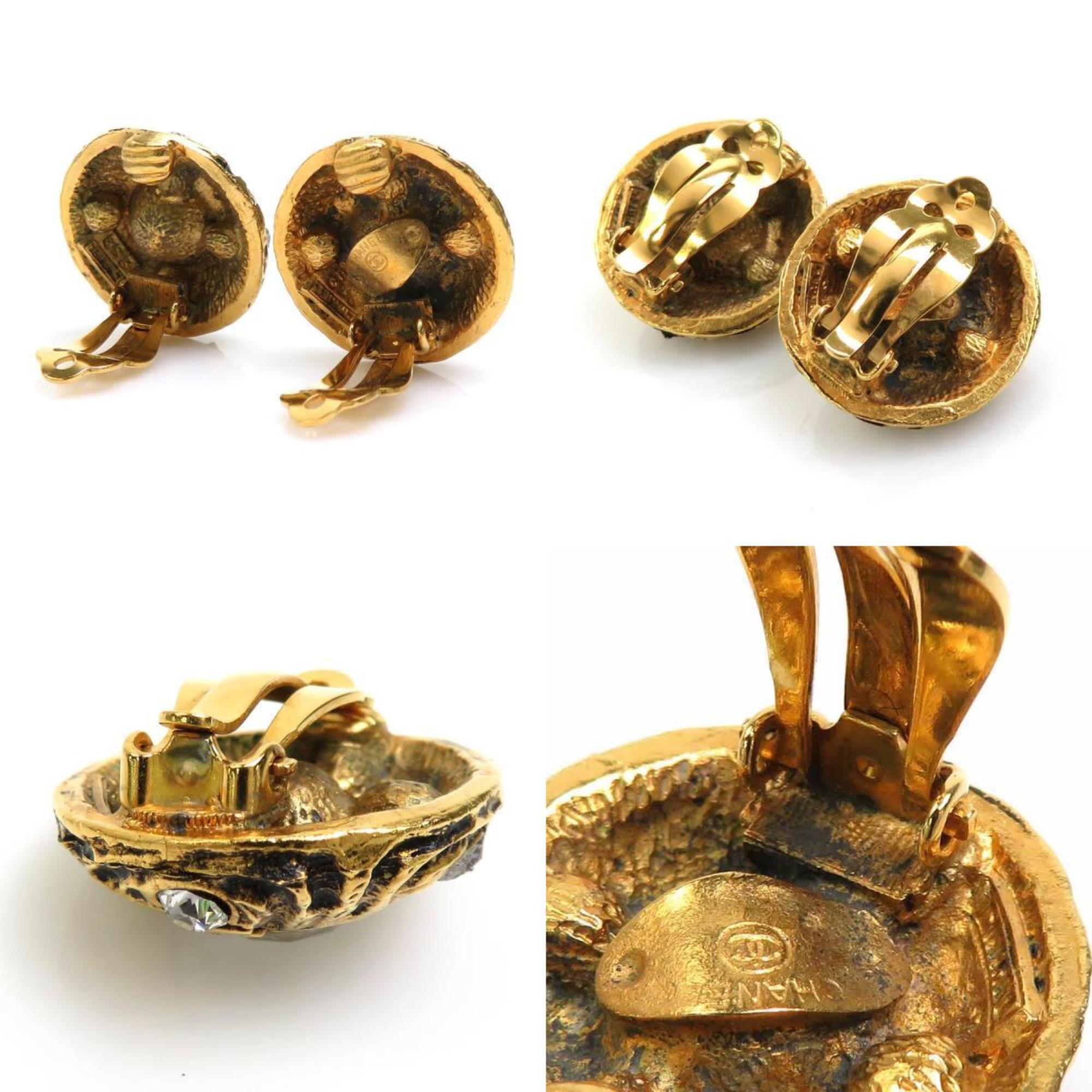 Chanel CHANEL Earrings Metal/Rhinestone Gold/Silver Women's e55832a