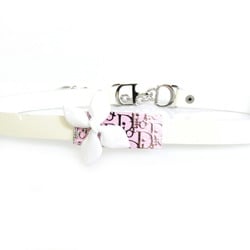 Christian Dior Choker Necklace Trotter Flower Leather/Metal Off-White/Pink/Silver Women's e55784f