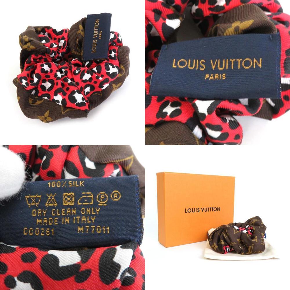 Louis Vuitton LOUIS VUITTON Chou Monogram Leopard Silk Brown/Red/White  Women's M77011 e55816a