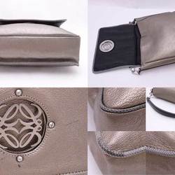 Loewe LOEWE Handbag Anagram Leather Metallic Gray Gold Silver Women's e54443a