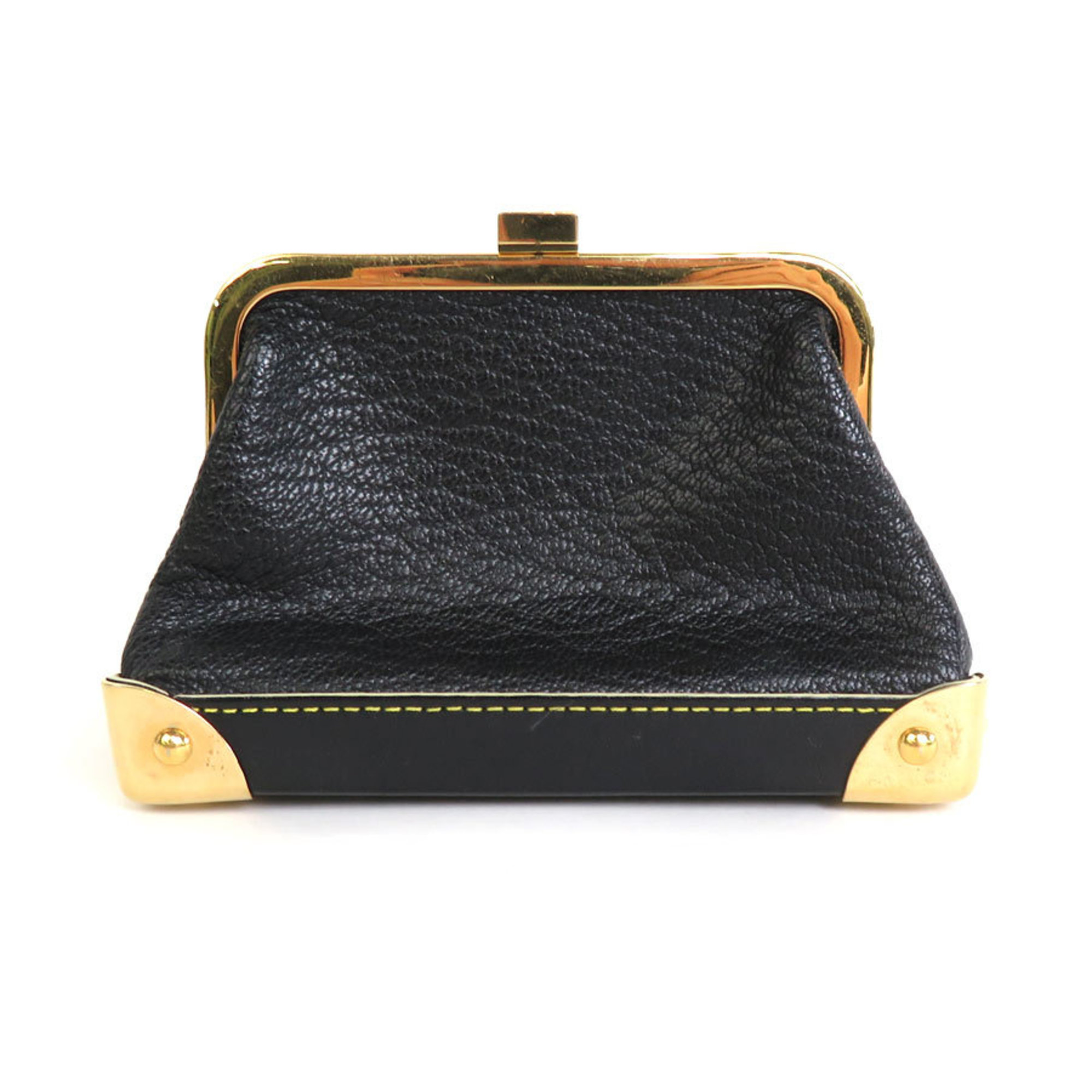 Louis Vuitton LOUIS VUITTON Coin Case Suhari Portomonet Vienois Leather Black Gold Unisex M91834 e55861f