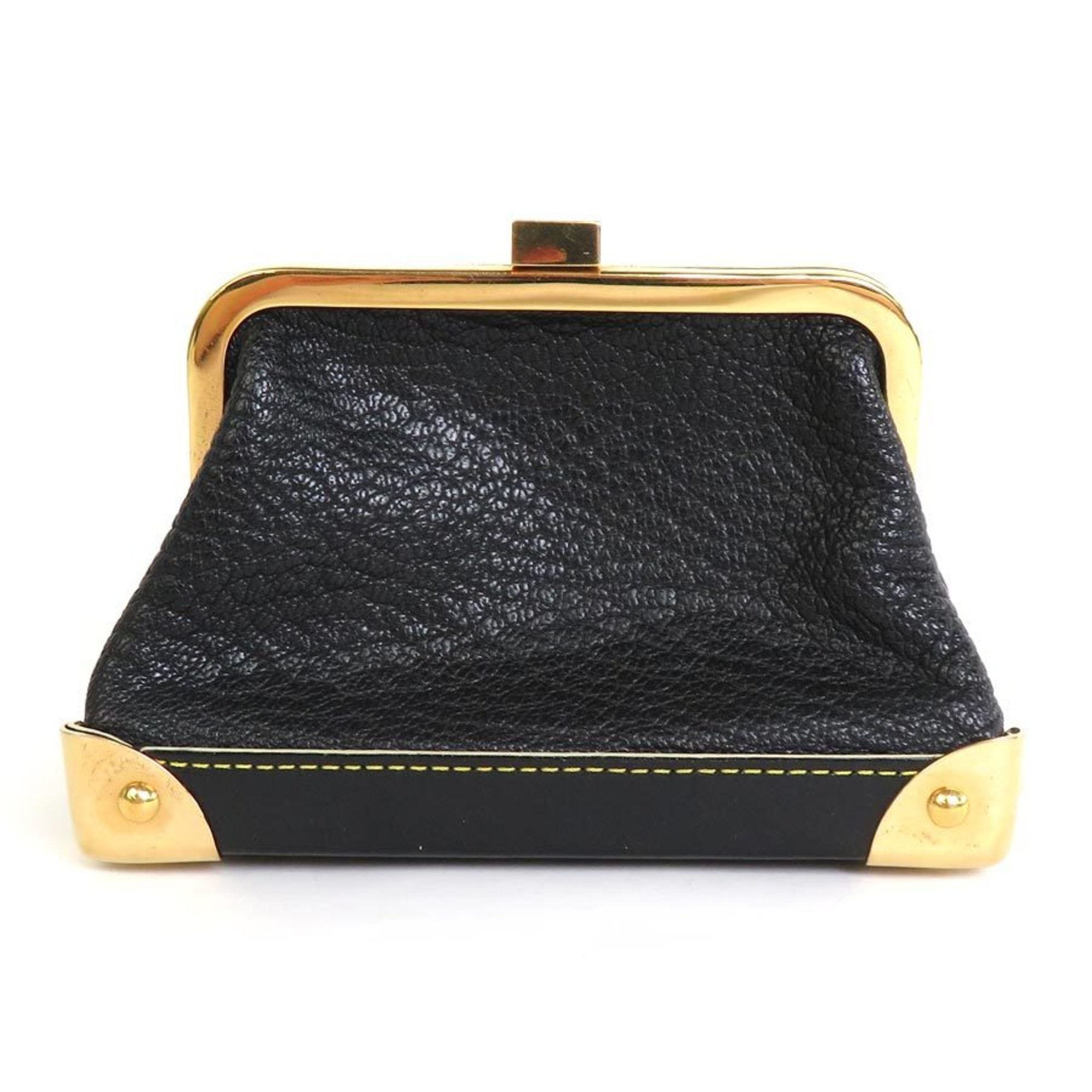 Louis Vuitton LOUIS VUITTON Coin Case Suhari Portomonet Vienois Leather Black Gold Unisex M91834 e55861f