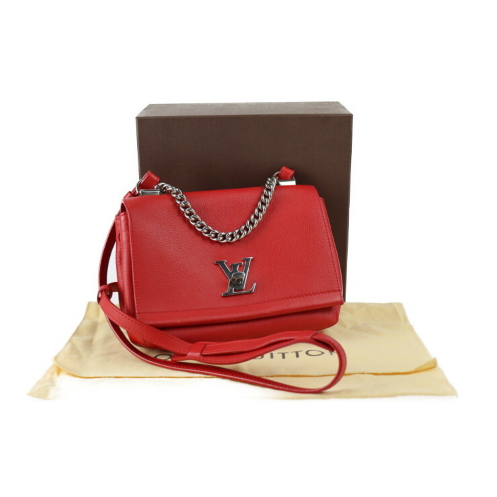 Louis Vuitton Ruby Red Leather Lockme II Top Handle Bag Louis