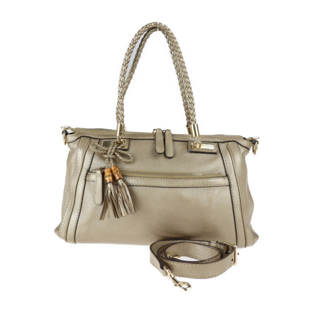 GUCCI Gucci bamboo handbag 282300 leather gold tassel 2WAY ...