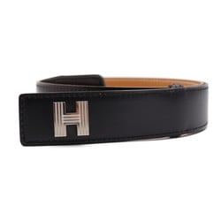 HERMES Hermes belt notation size 70 box calf black brown system silver metal fittings H logo ash