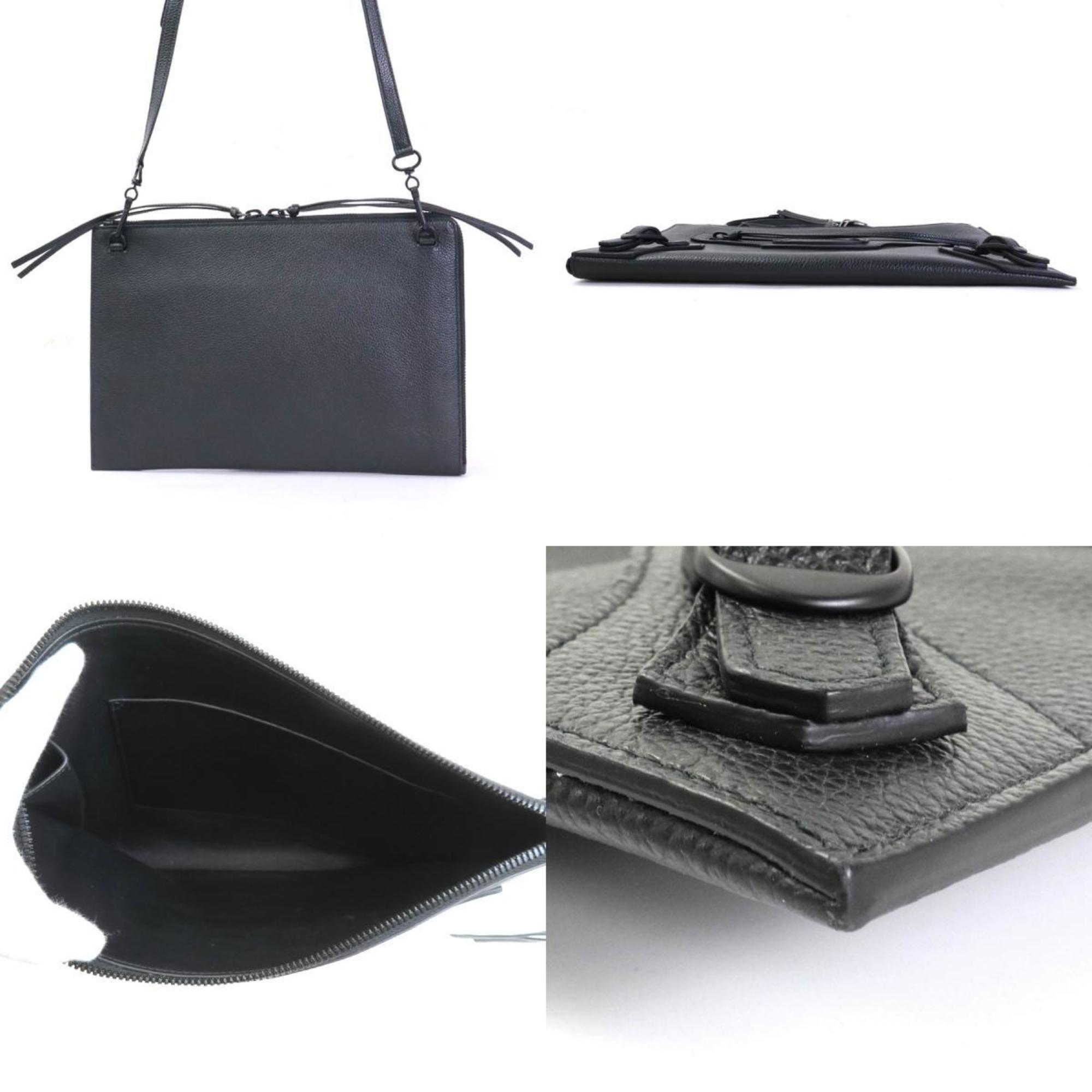 Balenciaga BALENCIAGA diagonal shoulder bag clutch neoclassic city leather black unisex e55875g