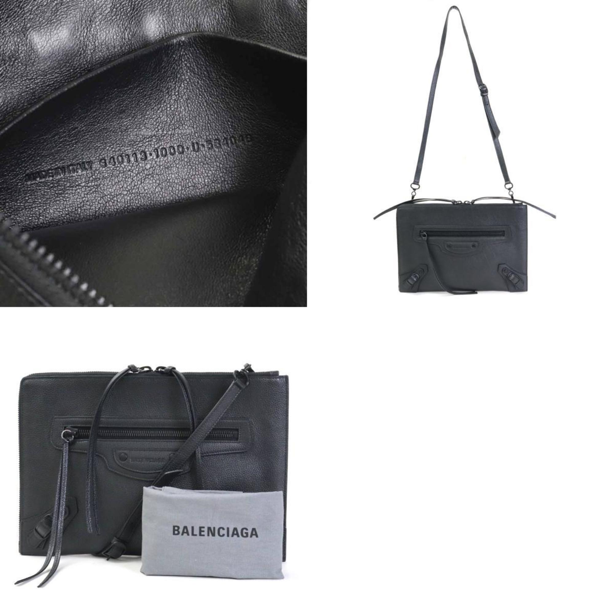 Balenciaga BALENCIAGA diagonal shoulder bag clutch neoclassic city leather black unisex e55875g