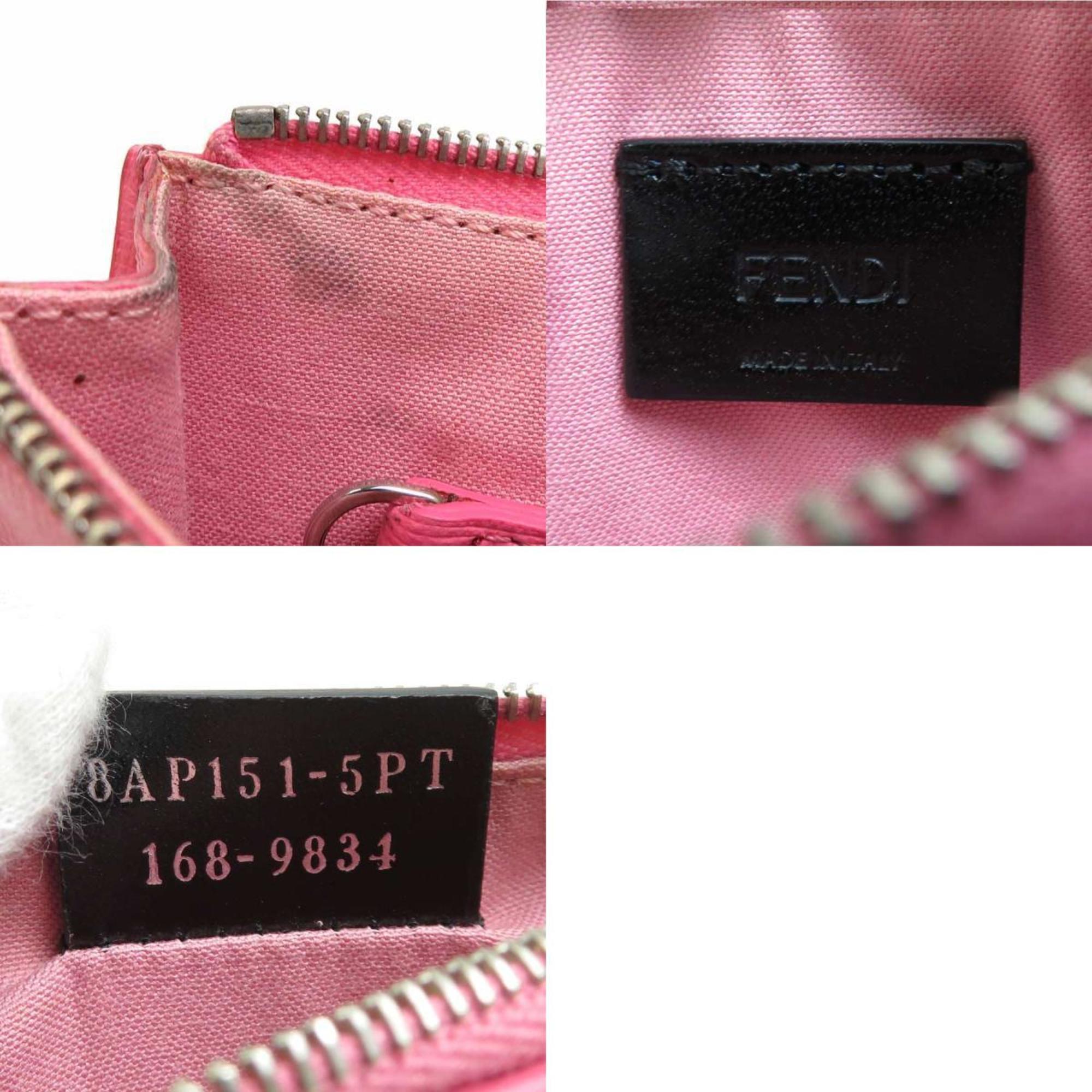 Fendi FENDI Coin Case Key Bugs Monster Leather Pink/Black Silver Women's e55830g