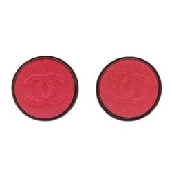 Chanel coco button earrings leather ladies CHANEL