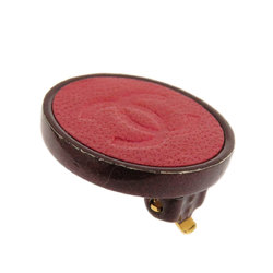 Chanel coco button earrings leather ladies CHANEL