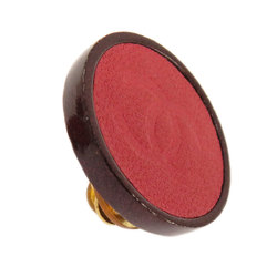 Chanel coco button earrings leather ladies CHANEL