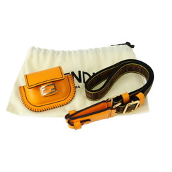 FENDI Fendi Pico Baguette Bag Pouch 7AR946 Calf Leather Orange Gold Hardware Earphone Case AirPods Holder