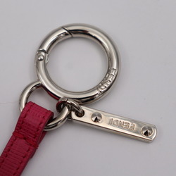 FENDI Fendi pompom charm fur navy red key holder ring silver metal fittings