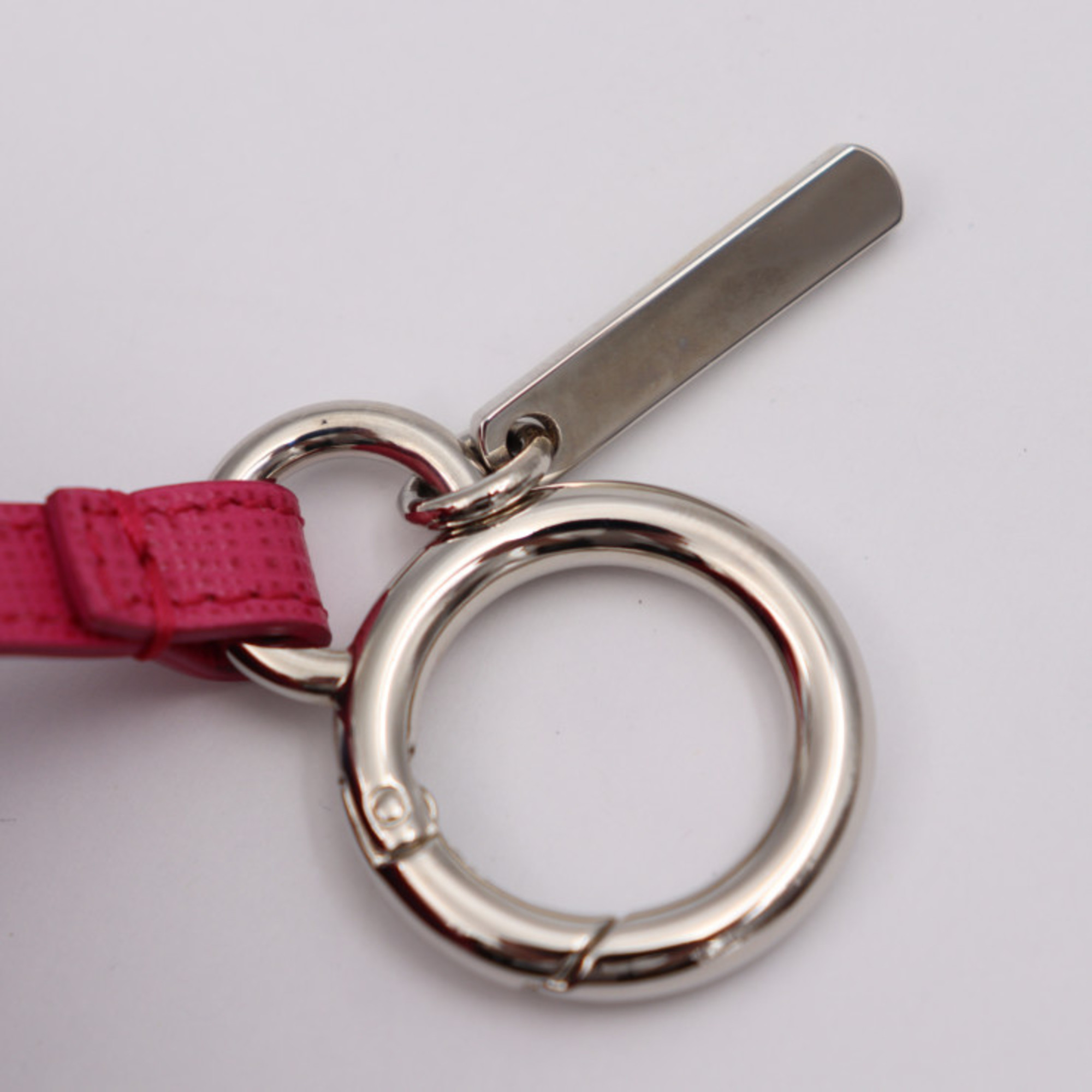 FENDI Fendi pompom charm fur navy red key holder ring silver metal fittings