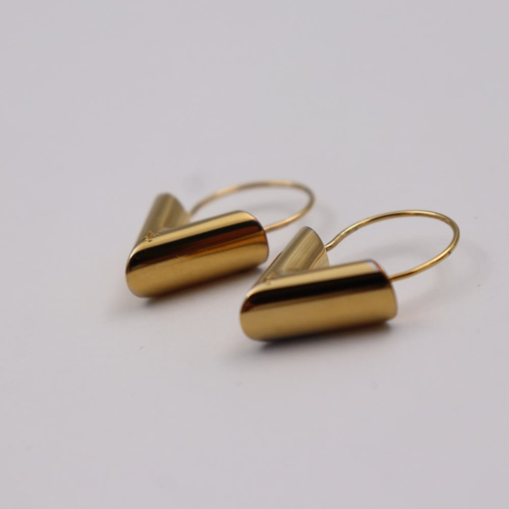 LOUIS VUITTON Louis Vuitton Essential V Hoop Earrings M61088 Metal Gold
