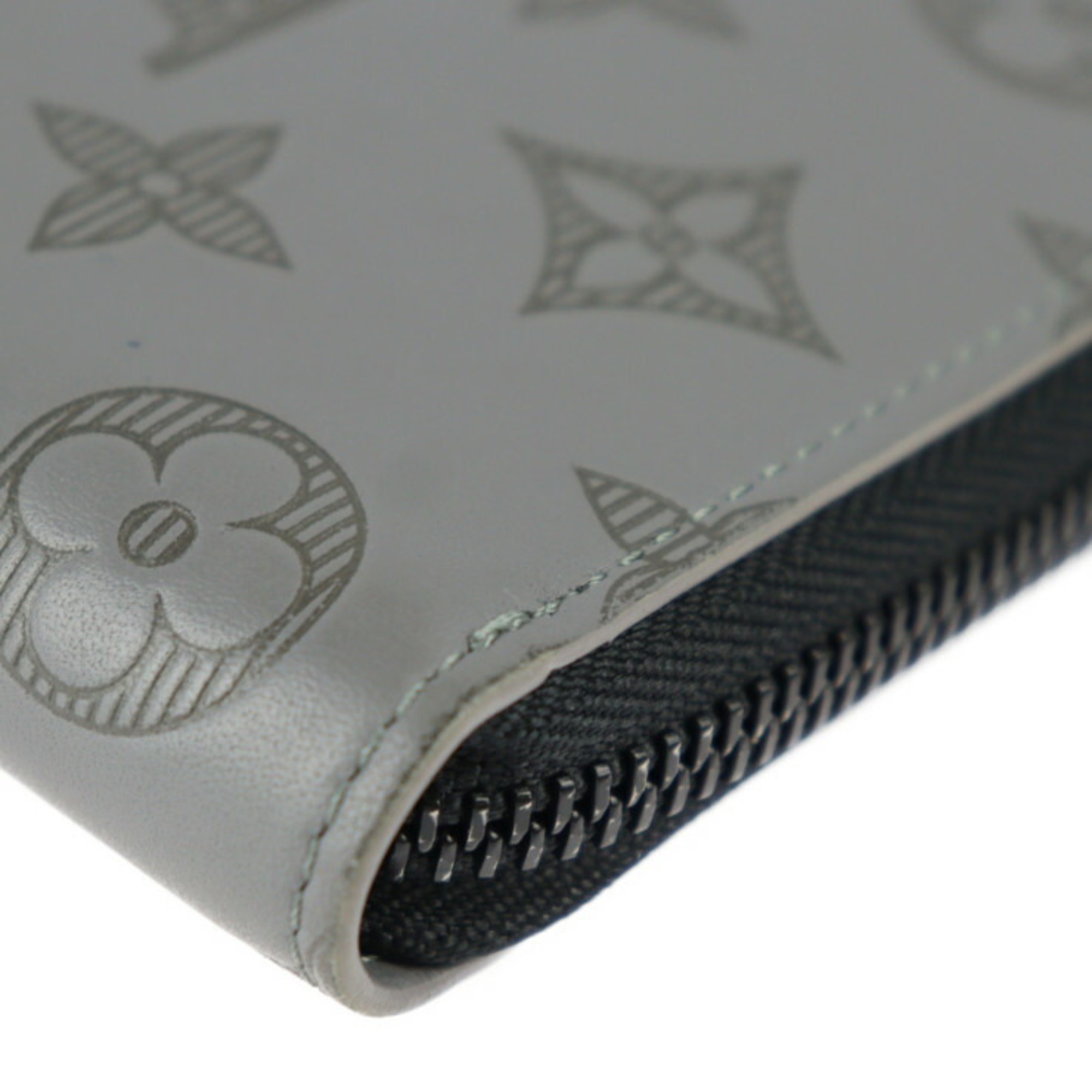 LOUIS VUITTON Louis Vuitton Zippy Wallet Vertical Bifold M81384 Monogram Shadow Guri Gray Black Metal Round Zipper Long