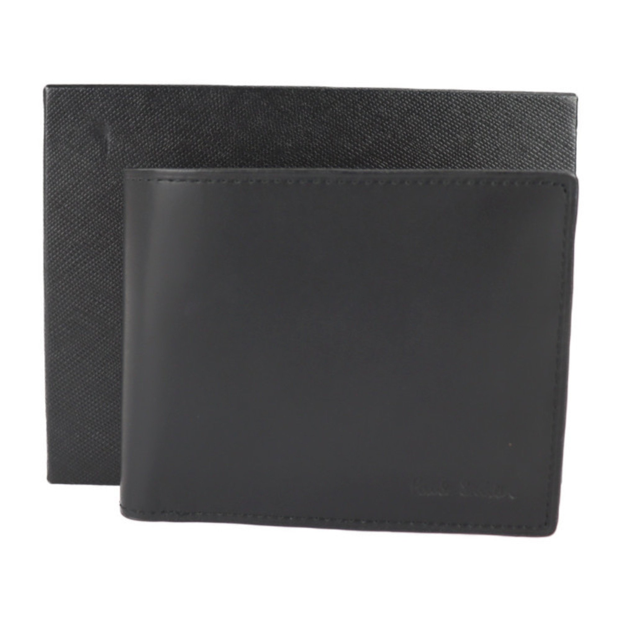 Paul Smith INSIDE MULTI EMBOSS WALLET Inside Multi Bifold Wallet P074 Calf Leather Black Multicolor Multistripe Compact