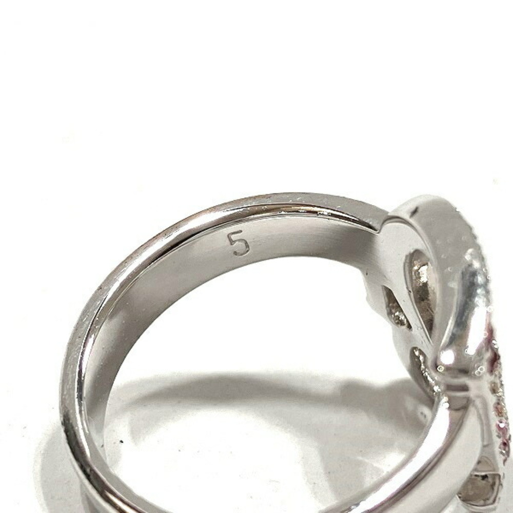 Christian Dior Dior Logo Rhinestone Silver Brand Accessory Ring Women's