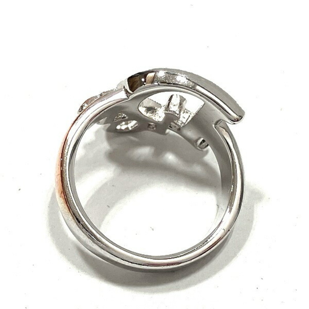 Christian Dior Dior Logo Rhinestone Silver Brand Accessory Ring Women's