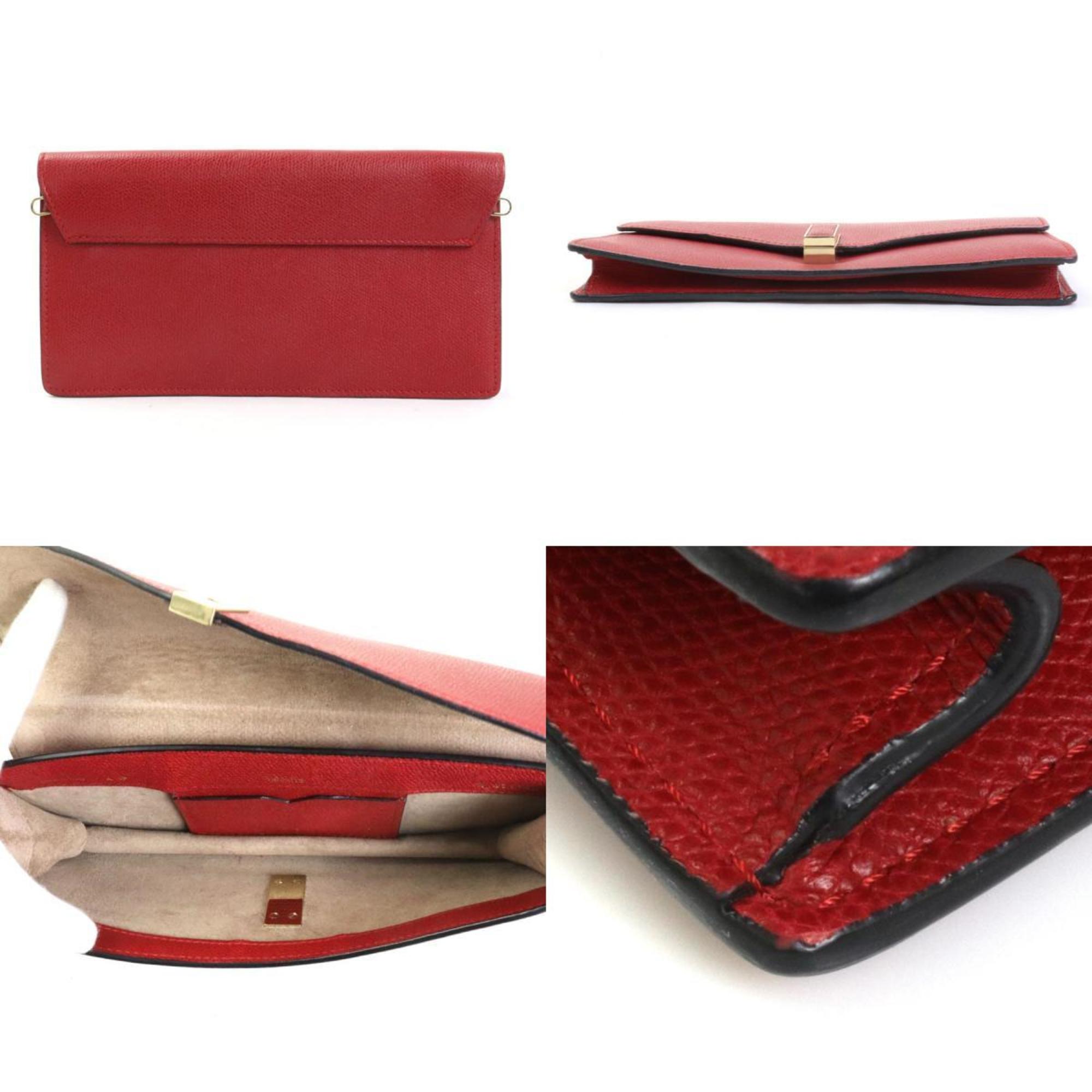 Valextra Crossbody Shoulder Bag Clutch Iside Leather Red Women's h29474f