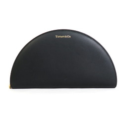 Tiffany TIFFANY&Co. Round Zipper Long Wallet Clutch Bag Leather Black Women's h29481g