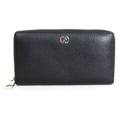 Gucci GUCCI Round Zipper Long Wallet Leather Black Unisex 473928 h29455a
