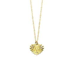 Aker Bran AHKAH BLANC Elione Heart Diamond Initial Necklace 40cm K18 YG Yellow Gold 750