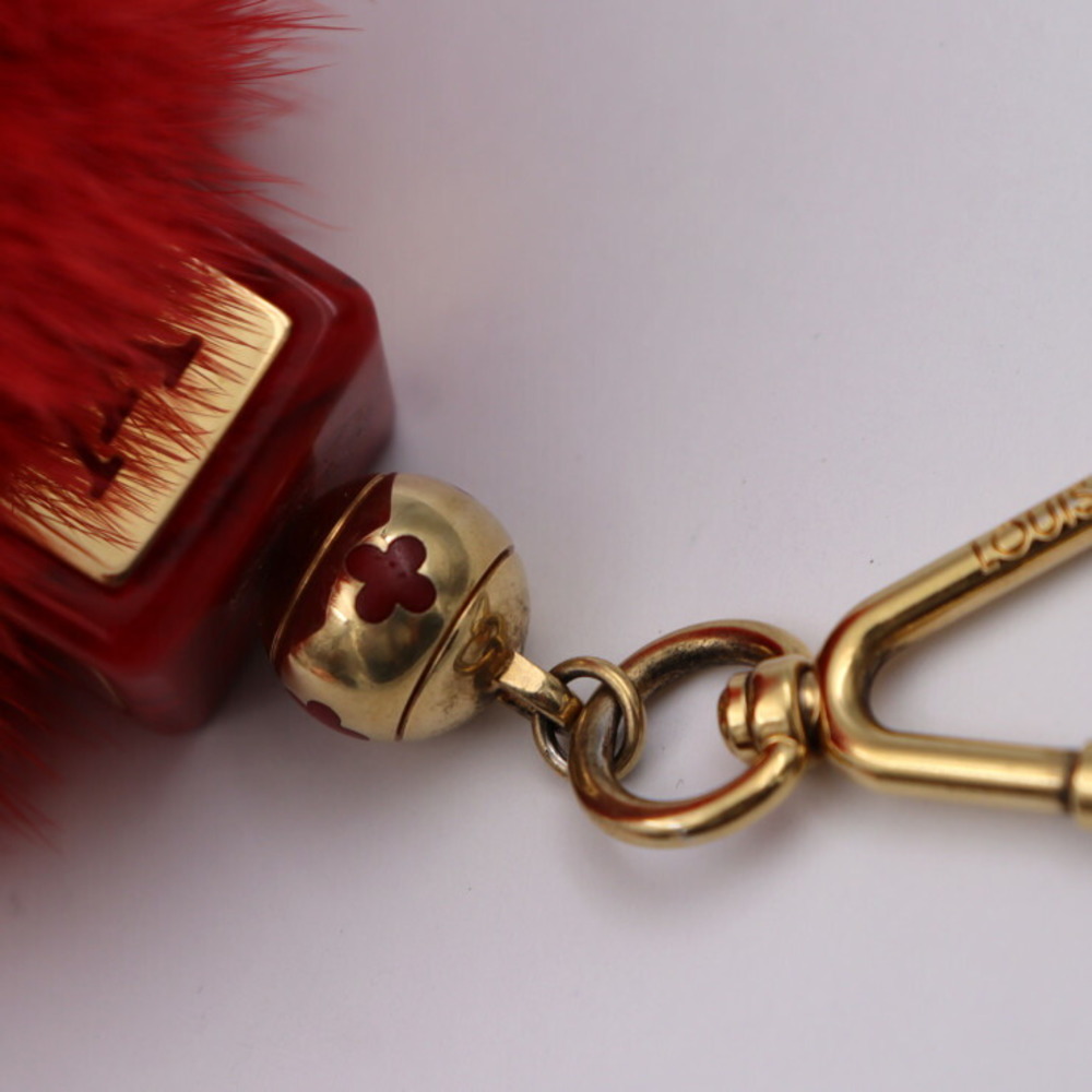 LOUIS VUITTON Louis Vuitton Fluffy Keychain M67313 Mink Fur Red Gold  Hardware Bag Charm Key Ring | eLADY Globazone