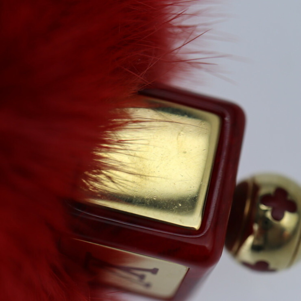 LOUIS VUITTON Louis Vuitton Fluffy Keychain M67313 Mink Fur Red