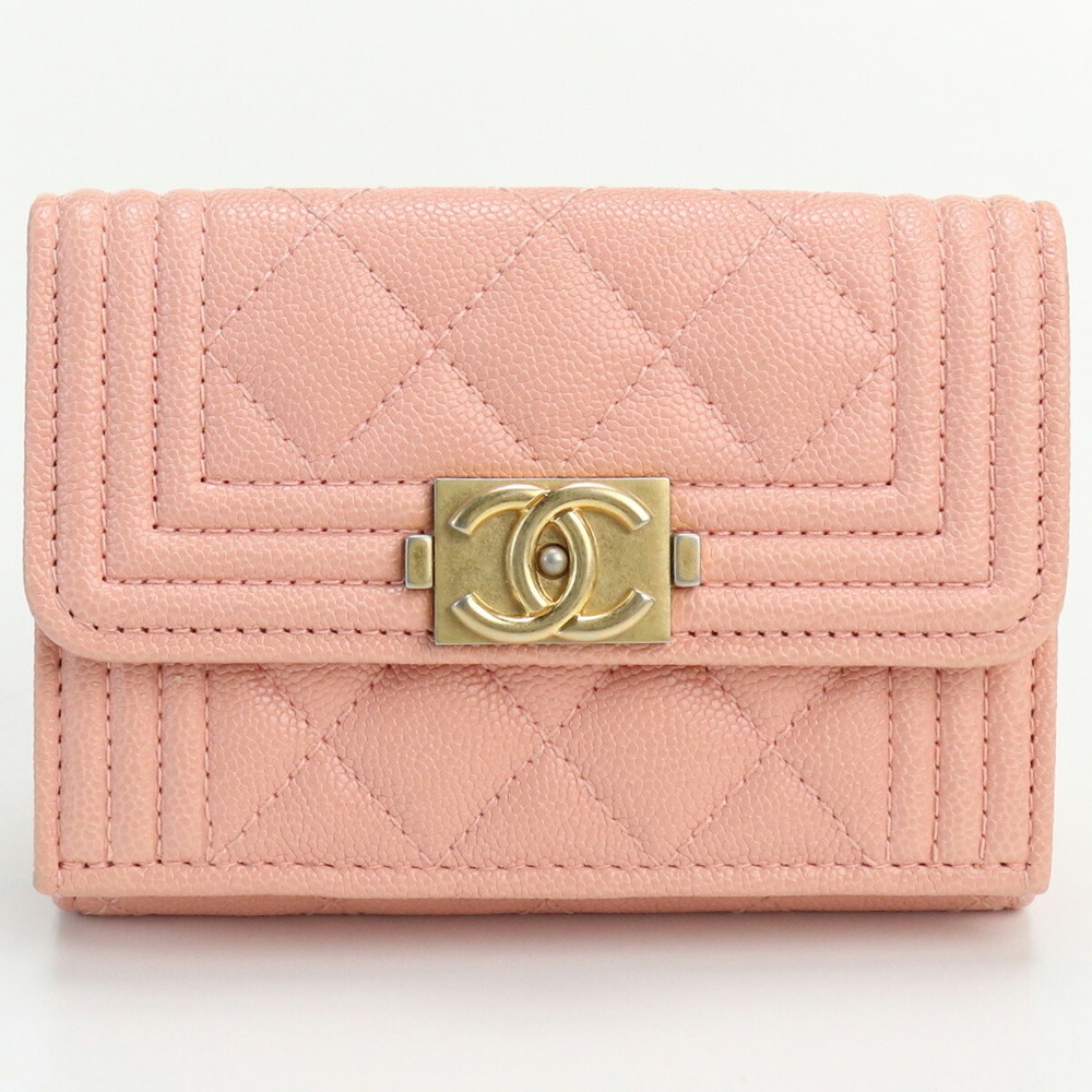 CHANEL Chanel Boy A84432 Women's with three-fold wallet coin purse