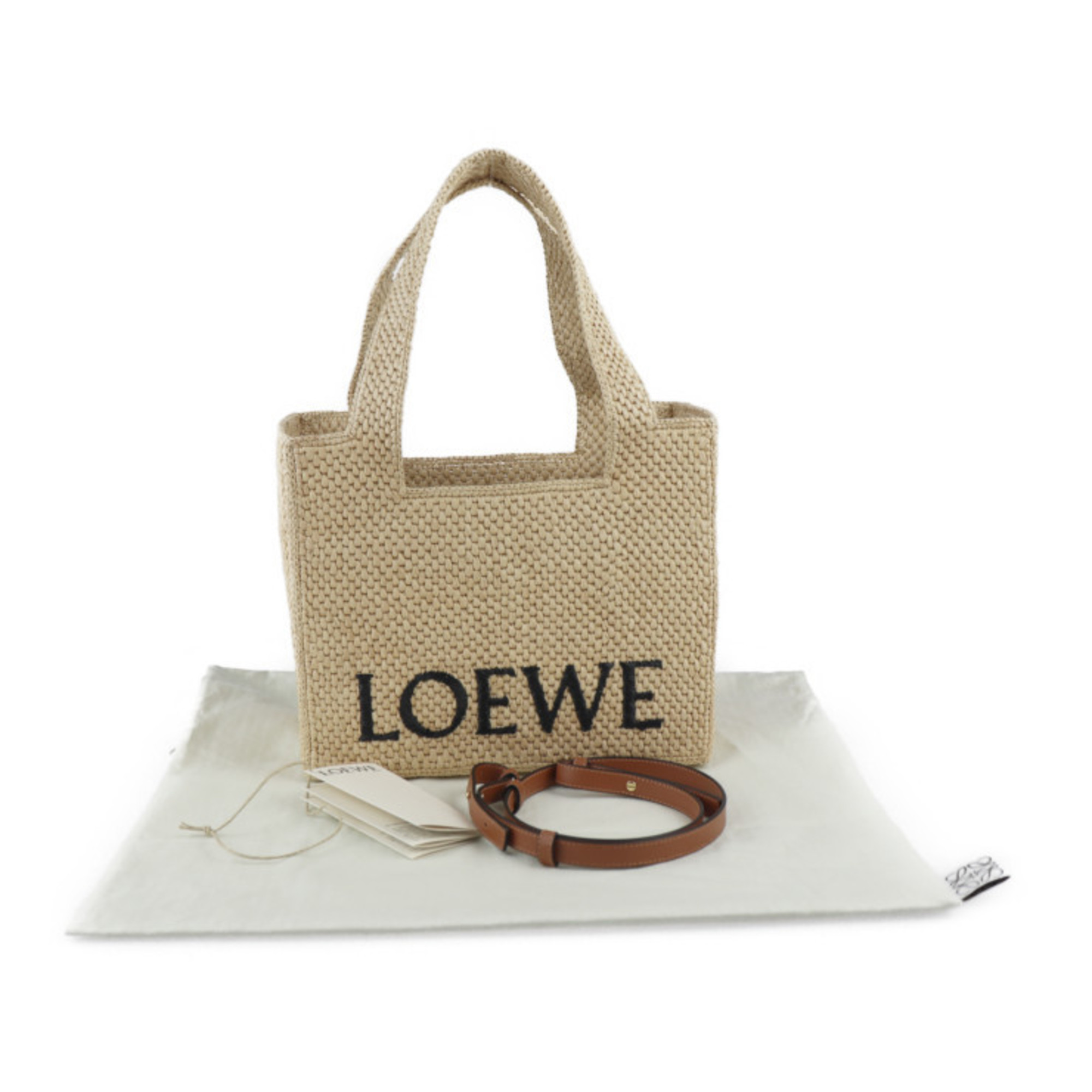 LOEWE Loewe font tote medium handbag A685B61X05 raffia natural 2WAY shoulder bag