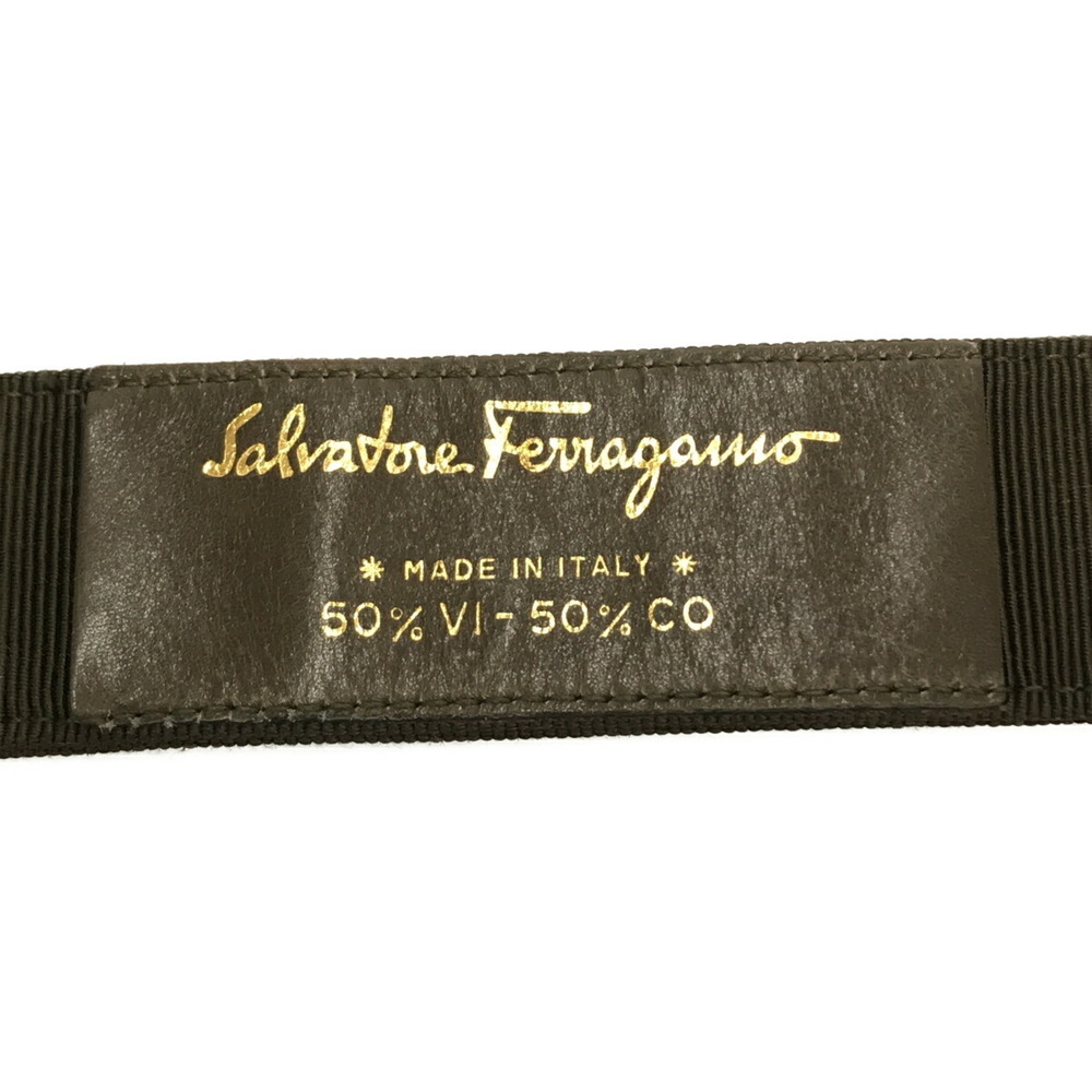 Salvatore Ferragamo Belt Moss Green Gold Hardware Vara Viscose Cotton  Women's