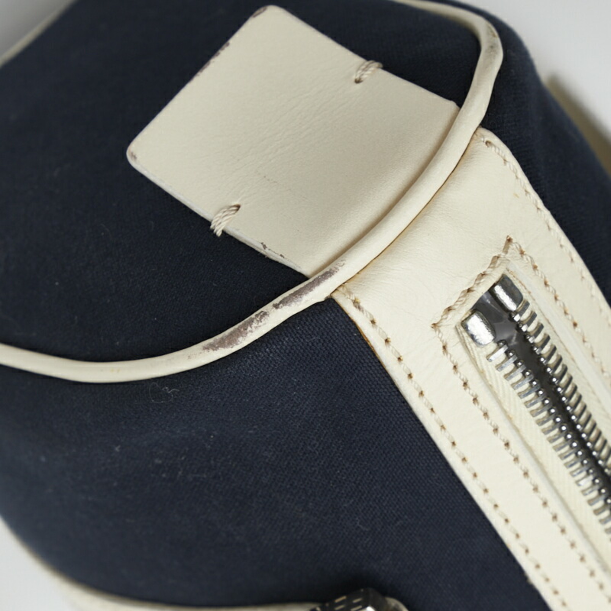 Fendi handbag navy white canvas leather ladies FENDI