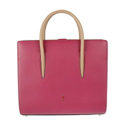 Christian Louboutin Paloma Medium Tote Handbag 3175022 Leather Fuchsia Beige Red Spike Studs 2WAY Shoulder Bag