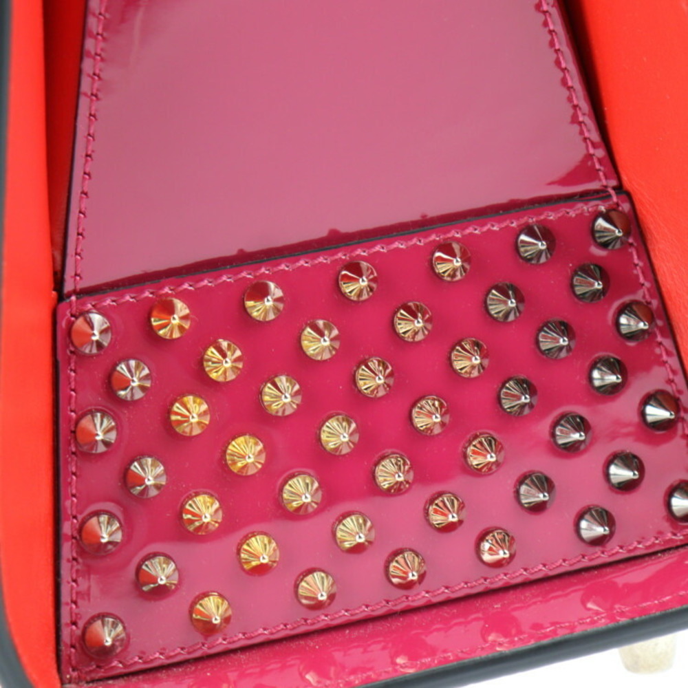 CHRISTIAN LOUBOUTIN Paloma red gold spike stud pink gusset shoulder chain  bag For Sale at 1stDibs