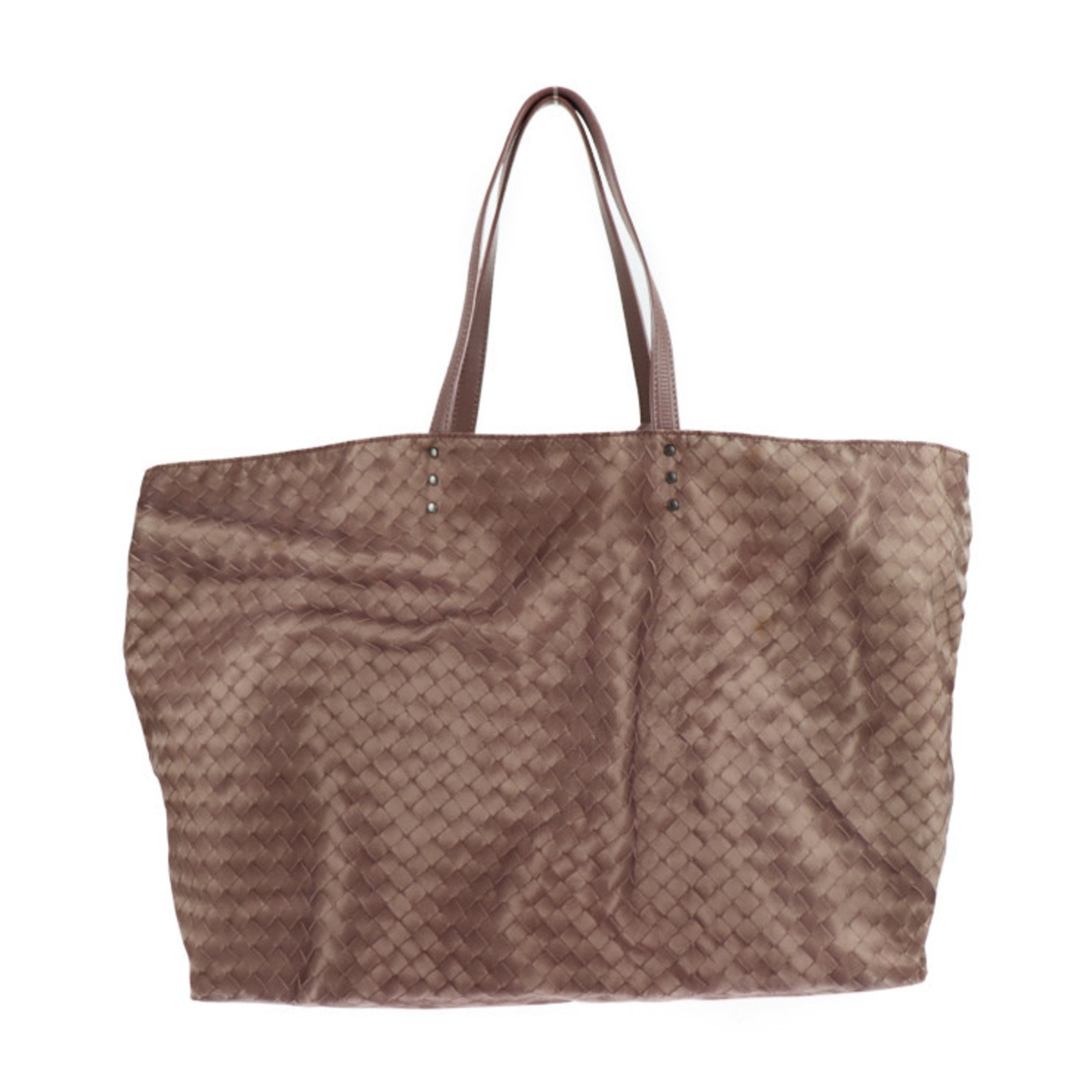 BOTTEGA VENETA Intreccio illusion tote bag 299876 nylon leather dark pink beige handbag