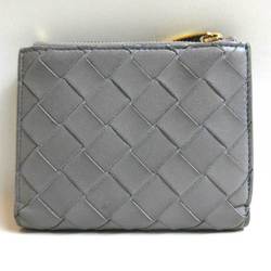 Bottega Veneta Mini Wallet Bifold Gray Intrecciato Leather BOTTEGAVENETA