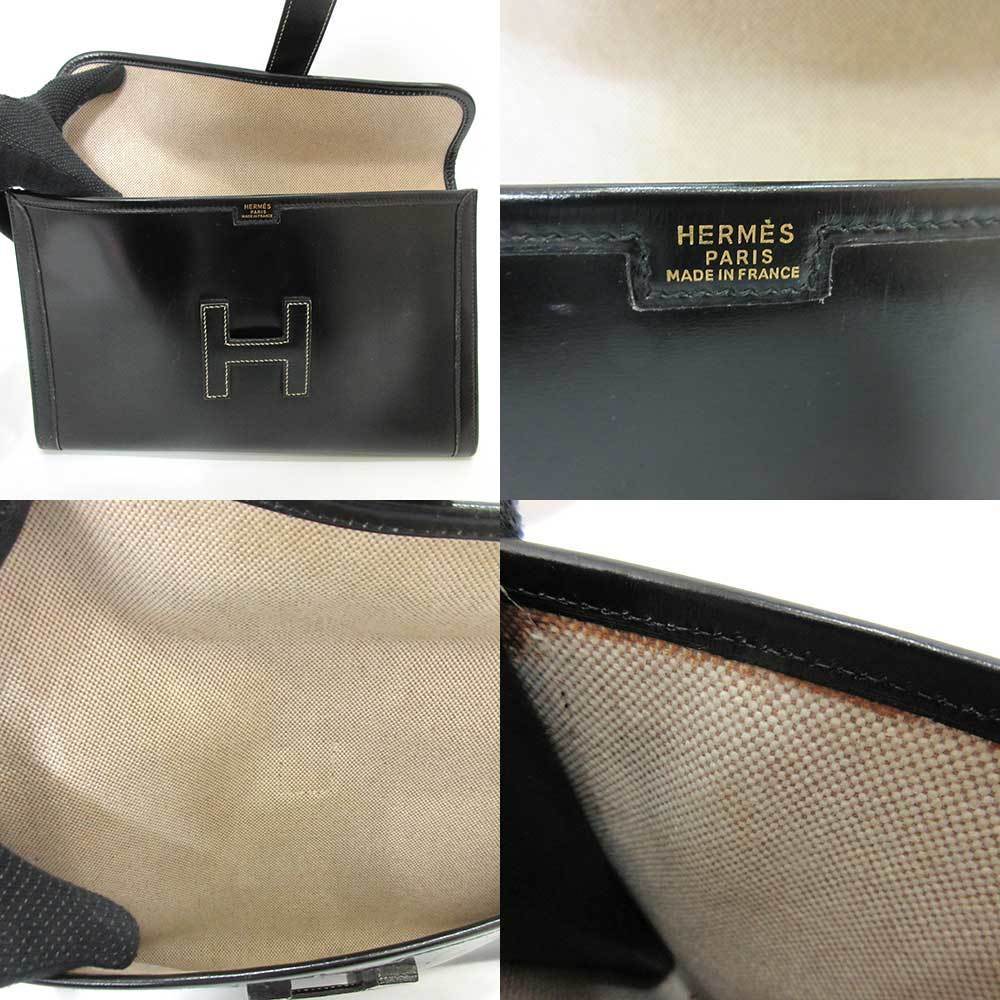Hermes Bag Gije Pm Black Clutch Second Vintage Ladies Box Calf